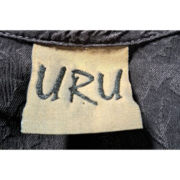 URU Jacket Top X- Large Black Lagenlook  Asian Boho Crinkles Flowy Lightweight - Picture 8 of 9